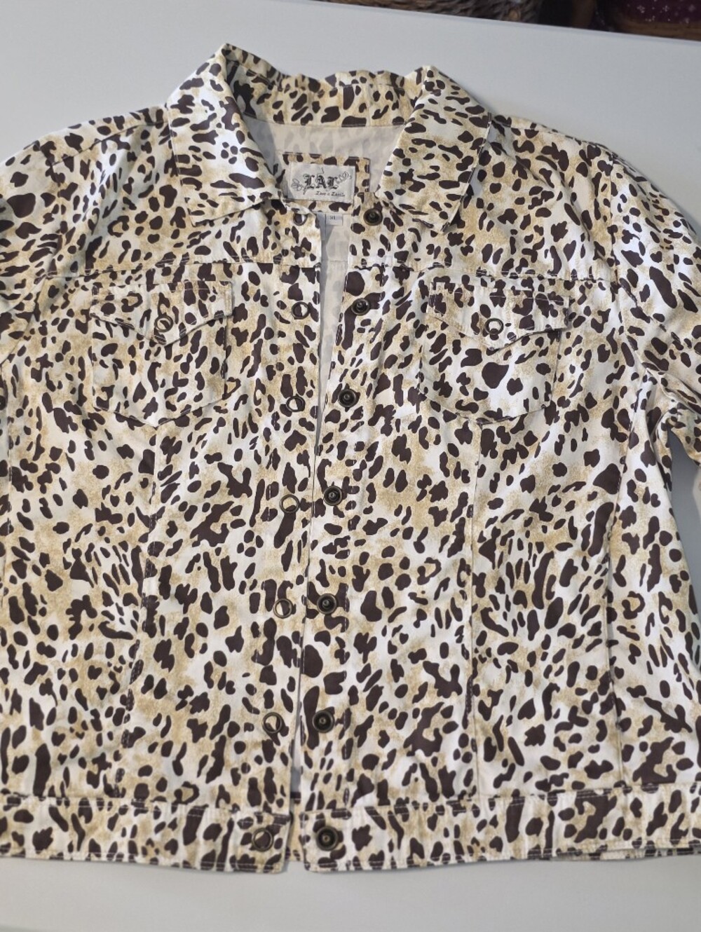 Live a Little Brown and Cream Printed Women's Jacket,Leapard Print